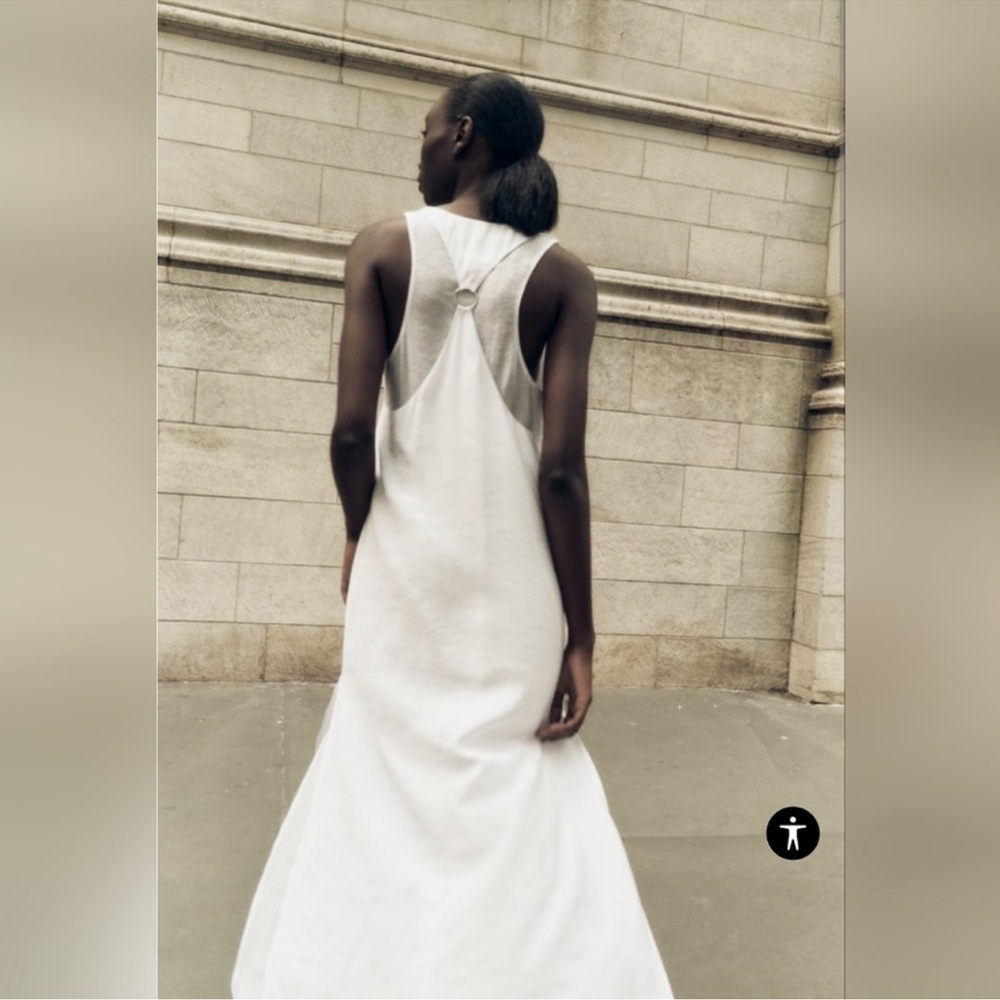 Zara White Sleeveless Midi Dress